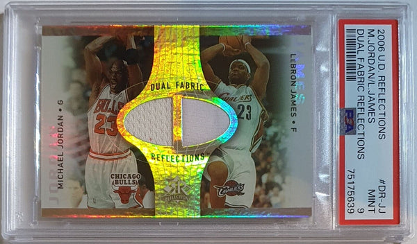 2006 Reflections Michael Jordan LeBron James #PATCH Dual Jerseys - PSA 9 (POP 3)