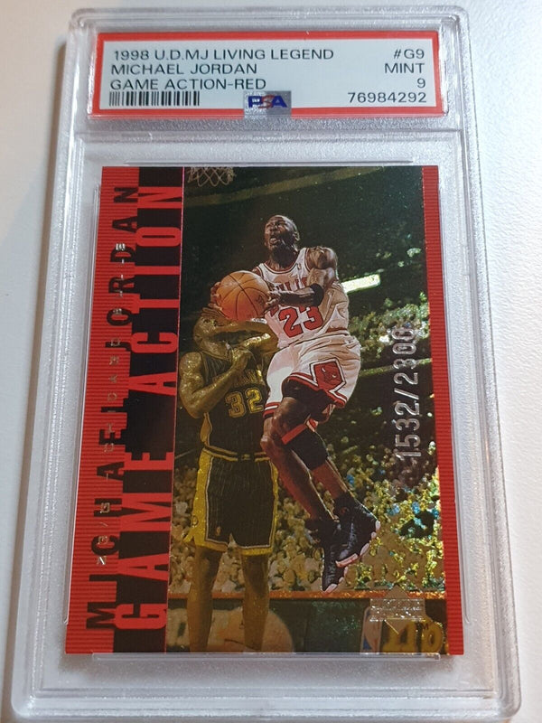 1998 UD MJ Living Legend Michael Jordan RED /2300 Game Action - PSA 9 (POP 4)