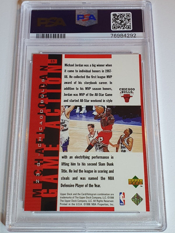 1998 UD MJ Living Legend Michael Jordan RED /2300 Game Action - PSA 9 (POP 4)