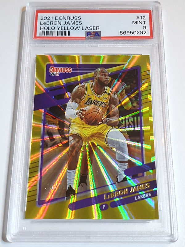 2021 Panini Donruss LeBron James #12 YELLOW LASER /25 Holo - PSA 9 (POP 6)