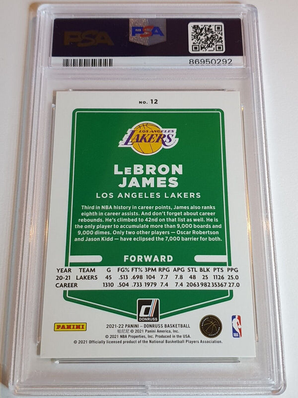 2021 Panini Donruss LeBron James #12 YELLOW LASER /25 Holo - PSA 9 (POP 6)