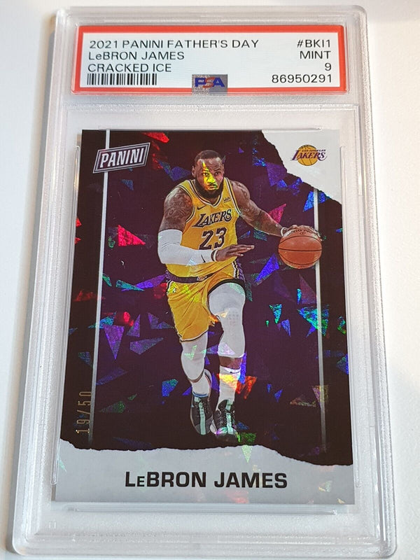 2021 Panini Lebron James #BKI1 CRACKED ICE /50 Holo Father's Day - PSA 9 (POP 1)