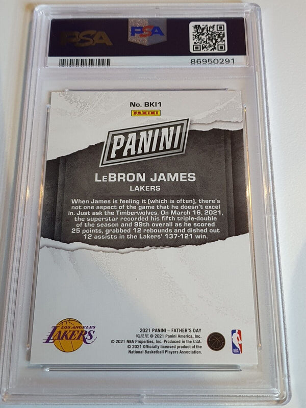 2021 Panini Lebron James #BKI1 CRACKED ICE /50 Holo Father's Day - PSA 9 (POP 1)