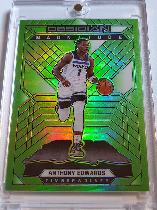 2021 Panini Obsidian Anthony Edwards #16 GREEN FLOOD Holo Magnitude - Rare