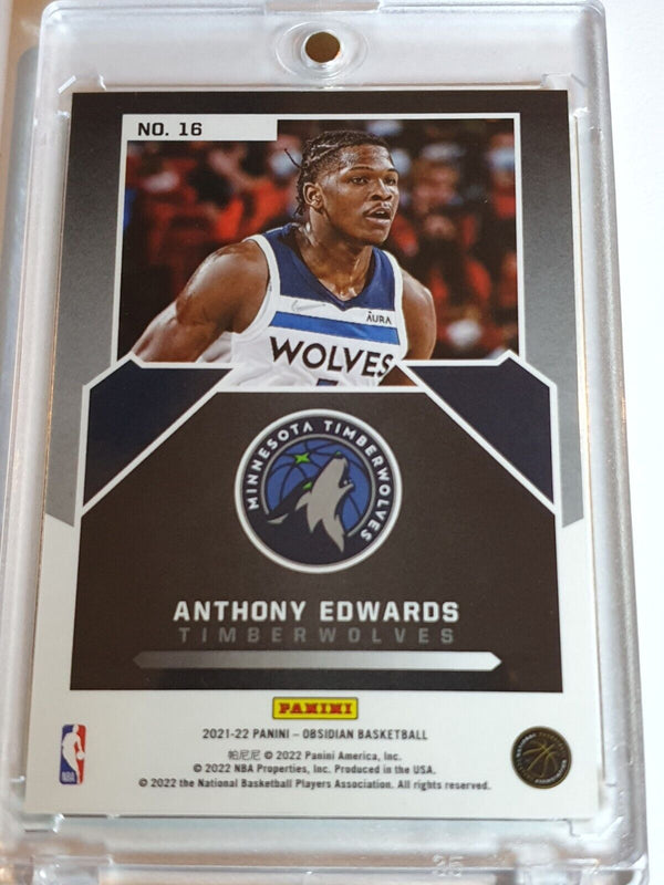 2021 Panini Obsidian Anthony Edwards #16 GREEN FLOOD Holo Magnitude - Rare