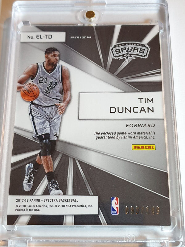 2017 Panini Spectra Tim Duncan #PATCH SILVER /149 Prizm Game Worn Jersey - Rare