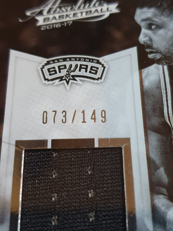 2016 Panini Absolute Tim Duncan #PATCH /149 Game Worn Jersey - Rare