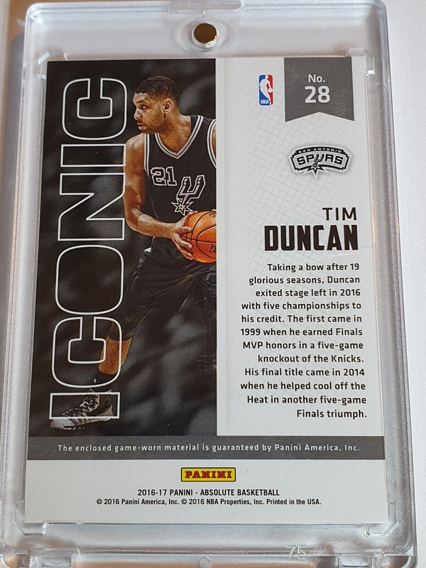 2016 Panini Absolute Tim Duncan #PATCH /149 Game Worn Jersey - Rare