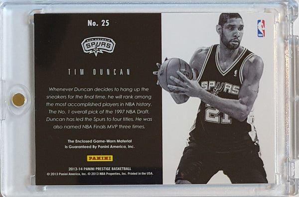 2013 Panini Prestige Tim Duncan #PATCH Game Worn Jersey - Ready to Grade