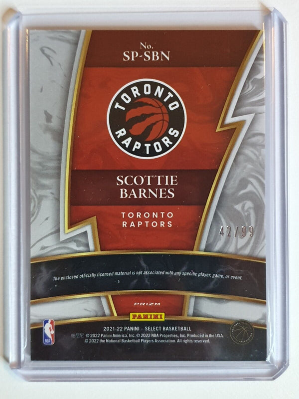 2021 Select Scottie Barnes Rookie #PATCH /99 PURPLE Holo Sparks Jersey - Rare