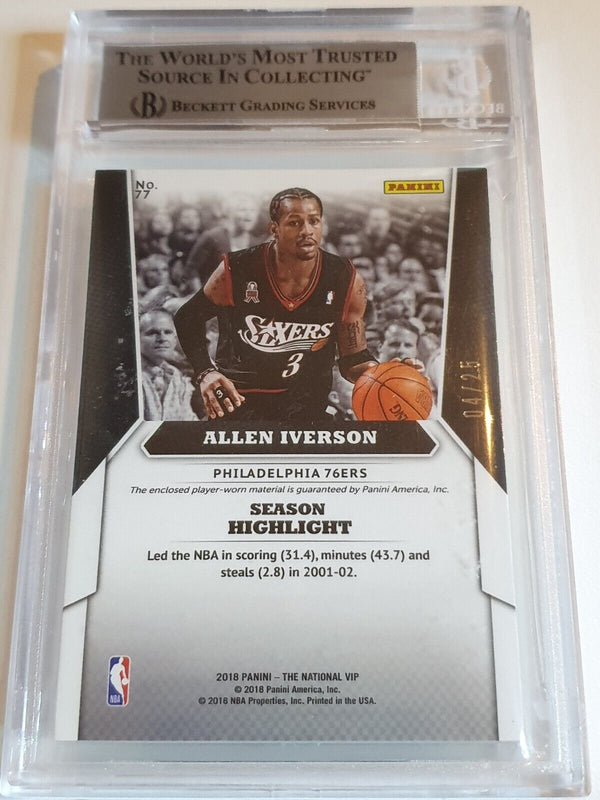2018 National Gold VIP Allen Iverson #PATCH /25 Worn Jersey - BGS 9 (POP 1)