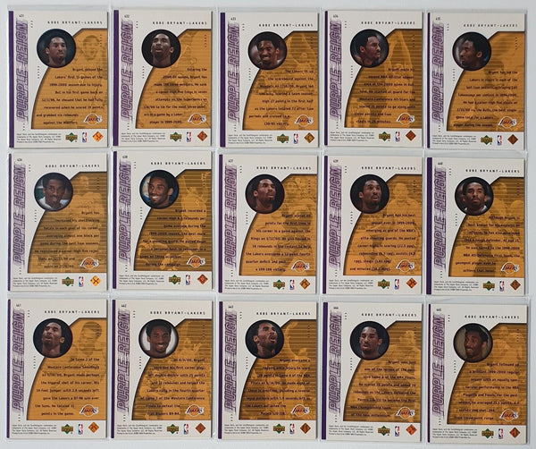 2000 Upper Deck Kobe Bryant Purple Reign COMPLETE SET of 15 - Mint