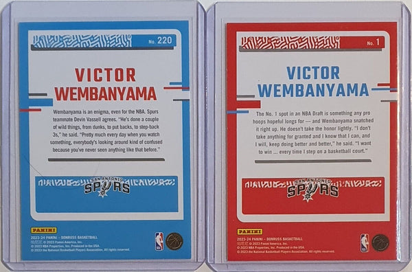 2023 Panini Donruss Victor Wembanyama LOT of 2 Rookie Cards #220 #1 RC - Rare