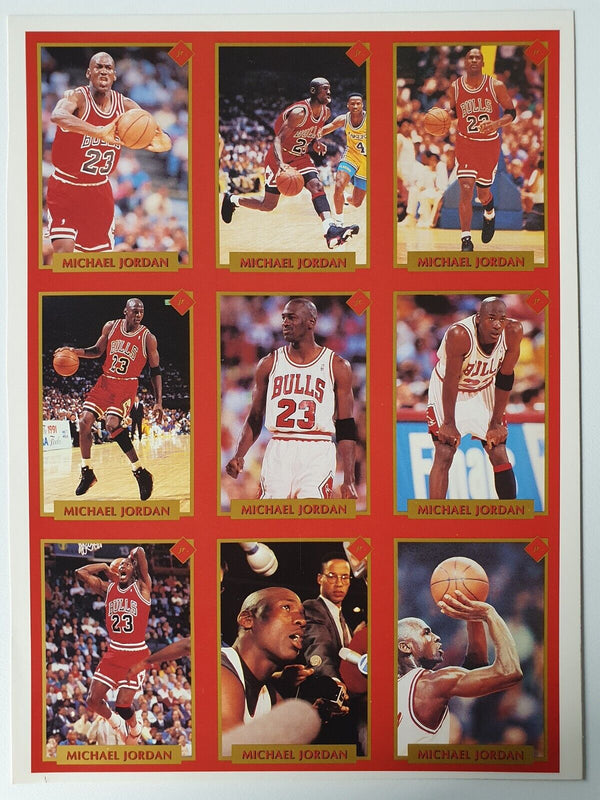 1991 Tuff Stuff Jr. Michael Jordan (9 Card Set) Uncut Sheet - Rare