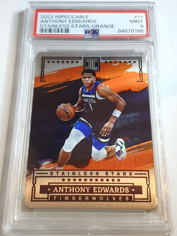 2023 Impeccable Anthony Edwards ORANGE /25 STAINLESS STARS - PSA 9 (POP 1)