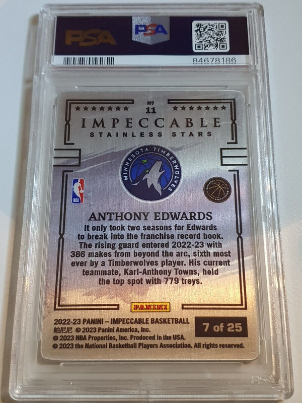 2023 Impeccable Anthony Edwards ORANGE /25 STAINLESS STARS - PSA 9 (POP 1)