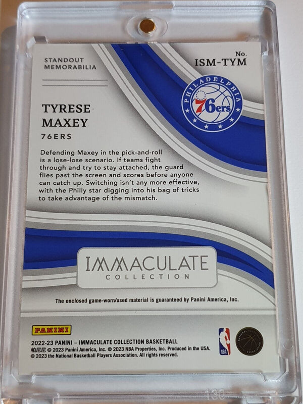2022 Panini Immaculate Collection Tyrese Maxey #PATCH /99 Game Worn Jersey