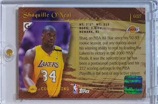 2000 Topps Gallery Shaquille O'Neal #PATCH Game Worn Yellow Jersey - Rare