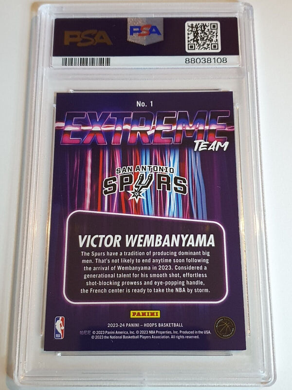 2023 Panini NBA Hoops Victor Wembanyama #1 Extreme Team RC - PSA 9 (LOW POP)