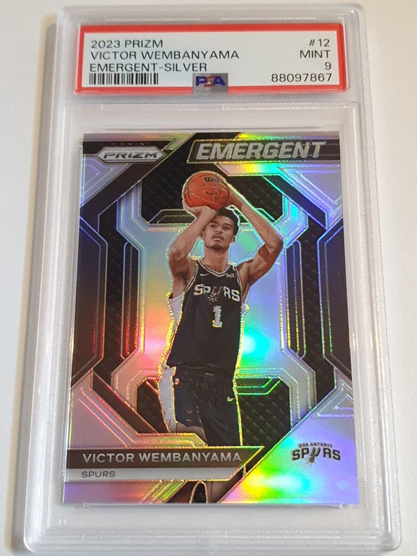 2023 Prizm Victor Wembanyama Rookie #12 SILVER Emergent RC - PSA 9 (Low POP)