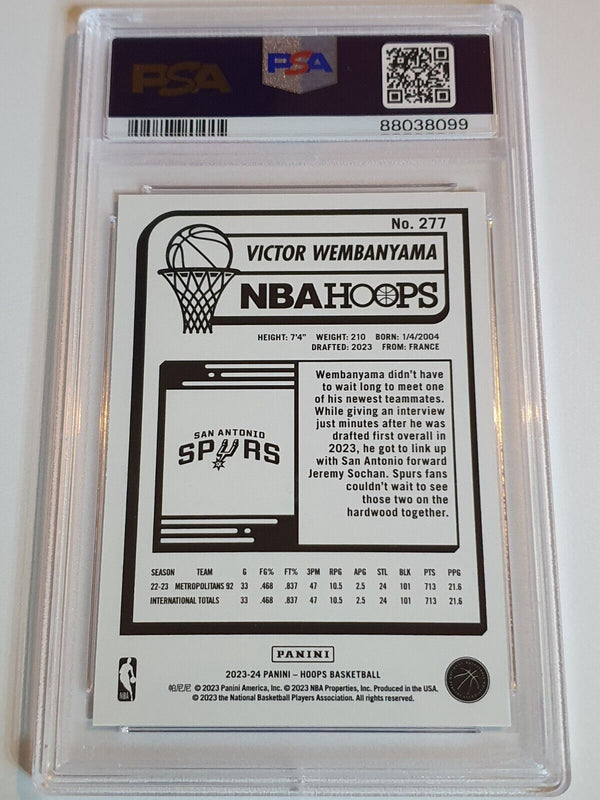 2023 Panini NBA Hoops Victor Wembanyama Rookie #277 BLUE RC - PSA 9 (LOW POP)