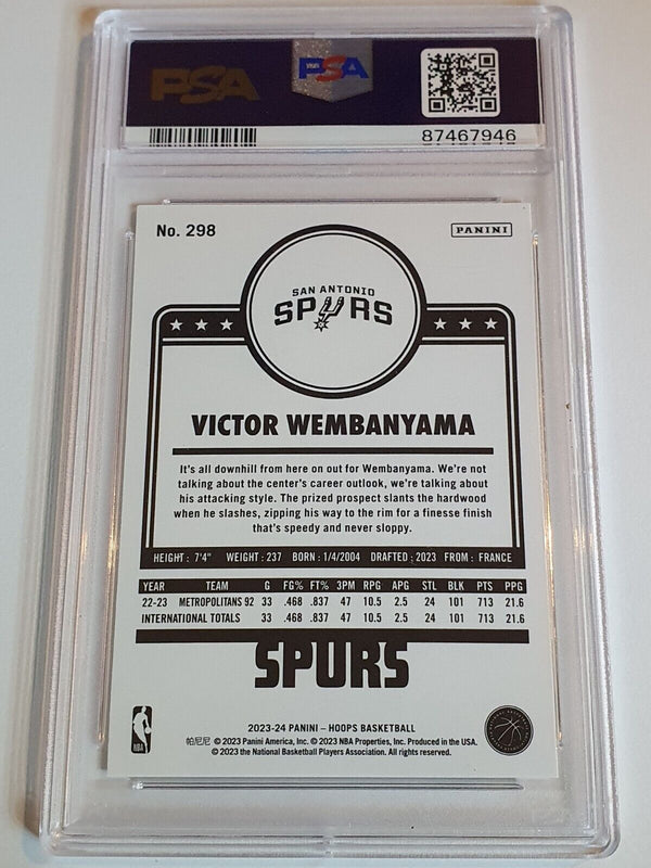 2023 Panini NBA Hoops Victor Wembanyama Rookie #298 WINTER RC - PSA 9 (LOW POP)