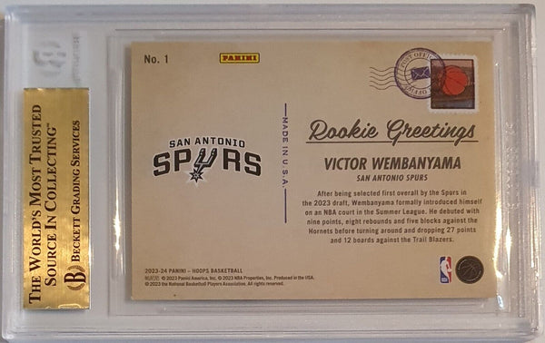 2023 Panini NBA Hoops Victor Wembanyama #1 Rookie Greetings RC - BGS 9.5 (POP 4)