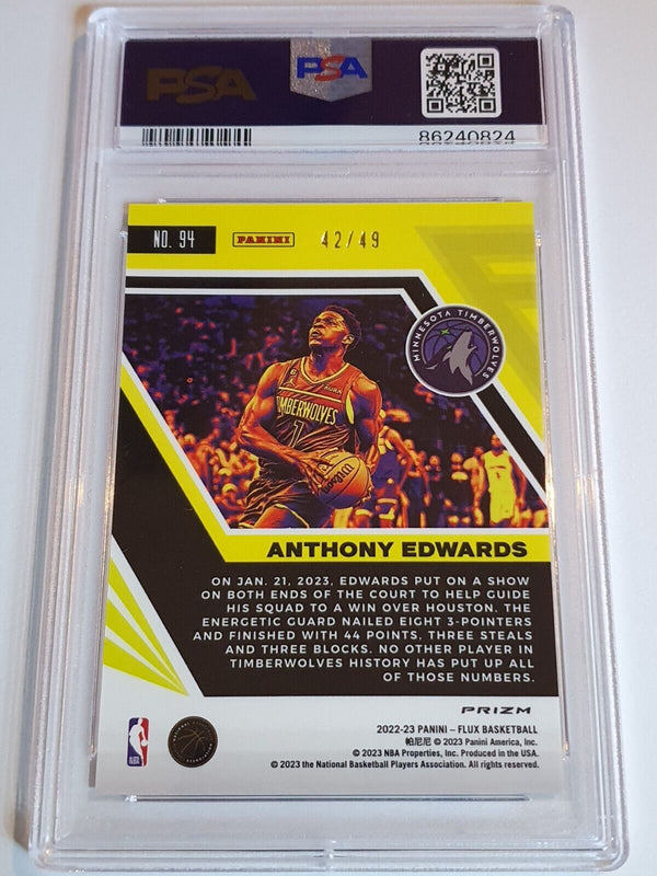 2022 Panini Flux Anthony Edwards #94 SOLAR ECLIPSE Holo - PSA 9 (POP 1)