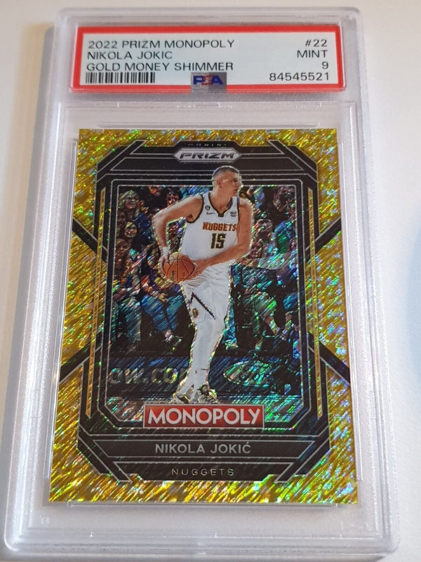 2022 Prizm Monopoly Nikola Jokic #22 GOLD SHIMMER /500 Holo - PSA 9 (POP 17)