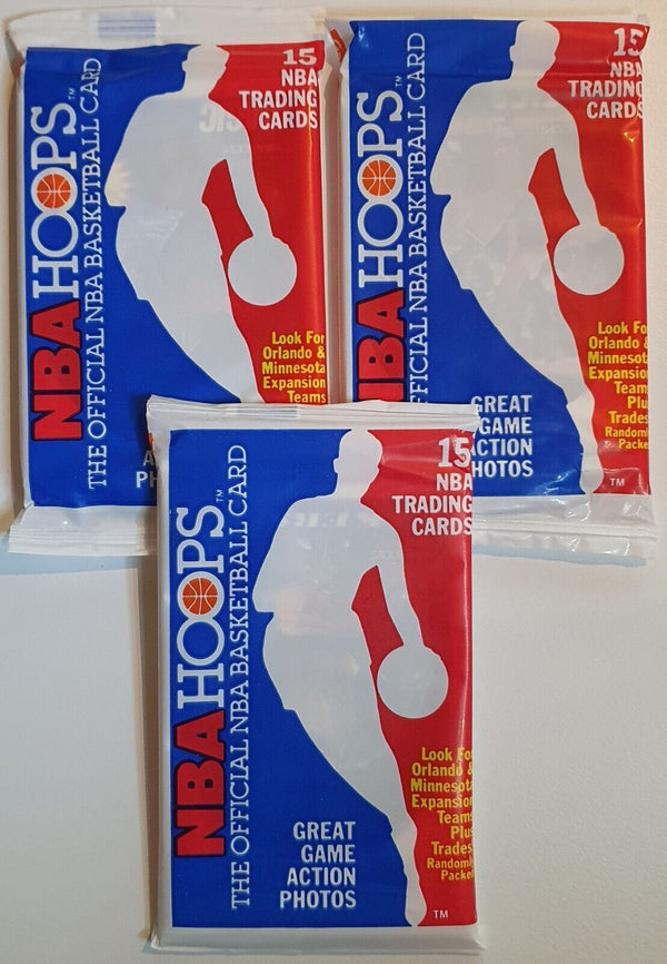 Lot of 3 x Packs of 1989-90 NBA Hoops Basketball Pack - Factory Sealed Pack