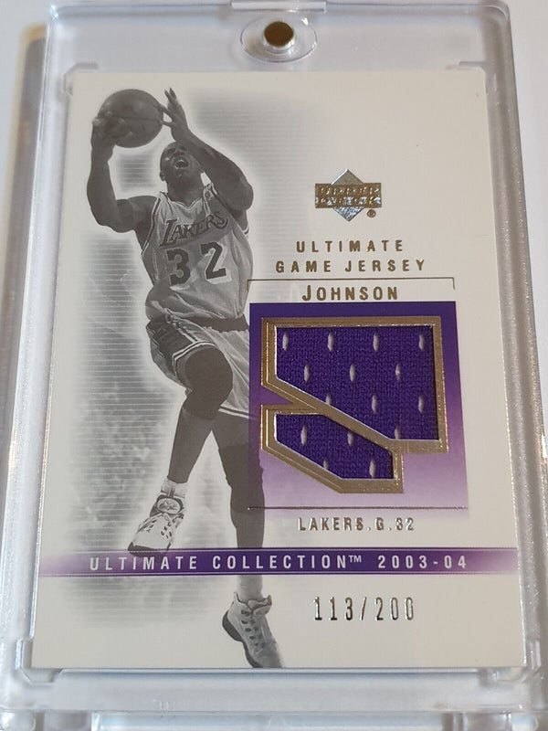 2003 UD Ultimate Collection Magic Johnson #PATCH /200 Game Worn Jersey - Rare