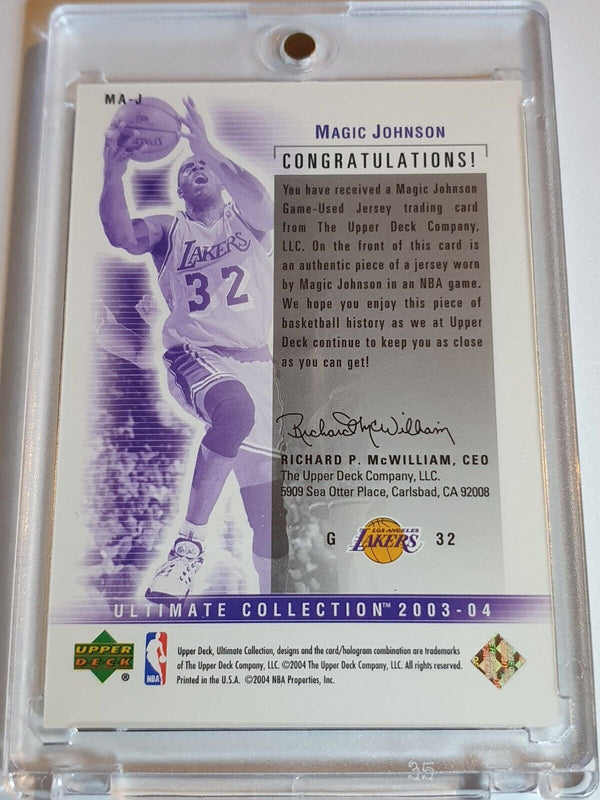 2003 UD Ultimate Collection Magic Johnson #PATCH /200 Game Worn Jersey - Rare