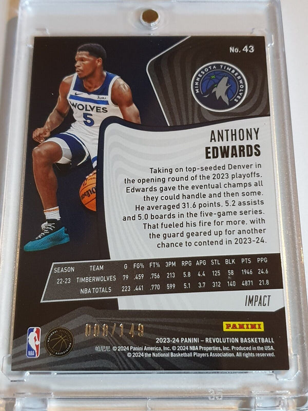 2023 Panini Revolution Anthony Edwards #43 IMPACT /149 Holo - Ready to Grade