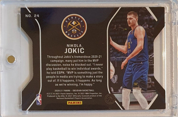 2020 Panini Obsidian Nikola Jokic #24 RED FLOOD Pitch Black Holo - Rare