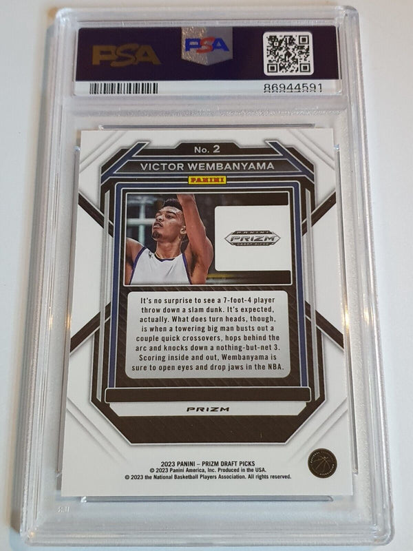 2023 Prizm Draft Picks Victor Wembanyama Rookie #2 SILVER Holo RC - PSA 9