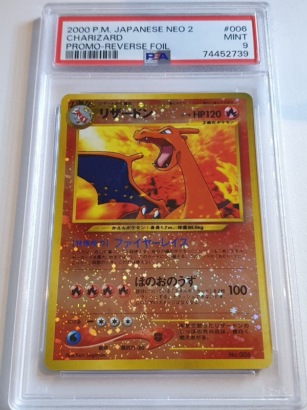 2000 Pokemon Japanese Neo 2 Charizard #006 Promo Reverse Foil - PSA 9