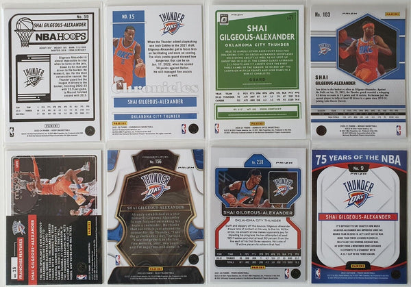 Shai Gilgeous-Alexander Lot of 8 x Color Variant/Holo SGA Collection Cards