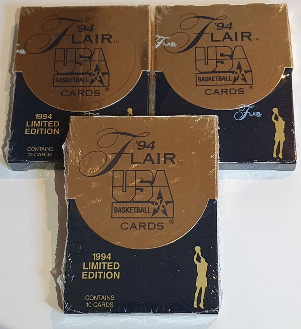 Lot of 3 x 1994 Flair Team USA Basketball Limited Edition Pack - Factory Sealed