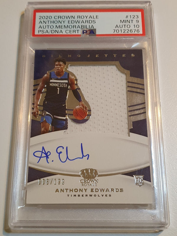 2020 Crown Royale Anthony Edwards Rookie #PATCH AUTO /199 RPA - PSA 9 (POP 1) RC