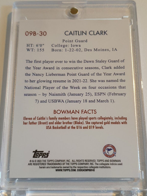 2022 Bowman University Caitlin Clark Rookie 