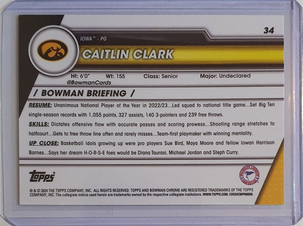 2023 Bowman U Chrome Caitlin Clark Rookie #34 RC - Ready to Grade