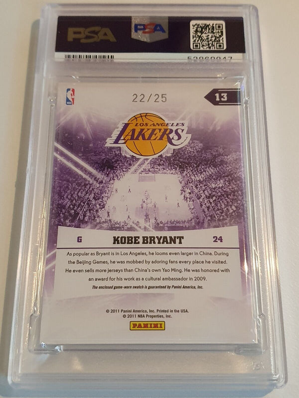 2010 Absolute Memorabilia Kobe Bryant PATCH /25 Game Worn Jersey - PSA 9 (POP 1)
