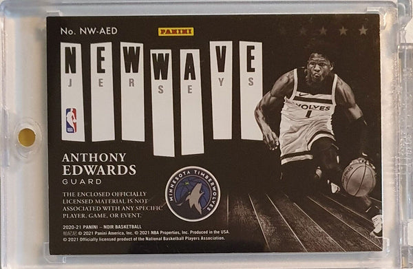 2020 Panini Noir Anthony Edwards Rookie #PATCH /99 New Wave Jersey RC - Rare Gem