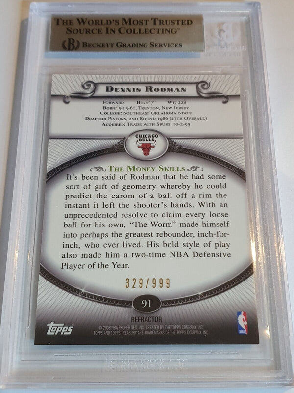 2008 Topps Treasury Dennis Rodman #91 BRONZE REFRACTOR /999 - BGS 9 (POP 2)
