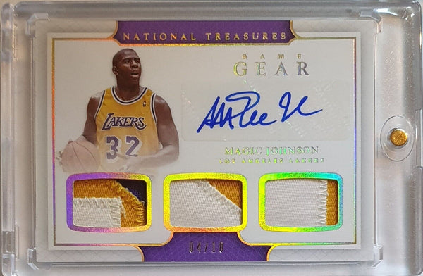 2016 National Treasures Magic Johnson PRIME #PATCH AUTO /10 Triple Game Jerseys