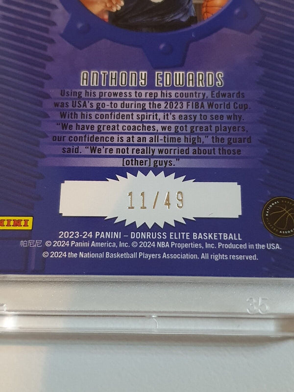 2023 Panini Donruss Elite Anthony Edwards #14 PURPLE /49 Craftsmen - Rare