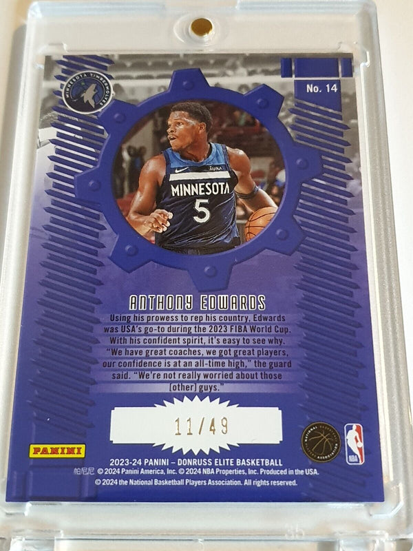 2023 Panini Donruss Elite Anthony Edwards #14 PURPLE /49 Craftsmen - Rare