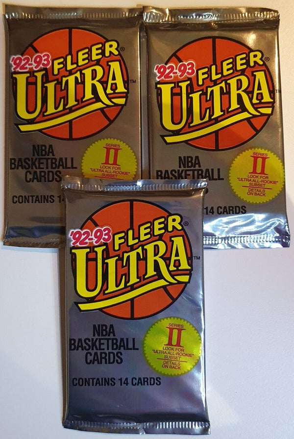 Lot of 3 x Packs of 1992-93 Fleer Ultra Basketball Series 2 Factory Sealed Pack