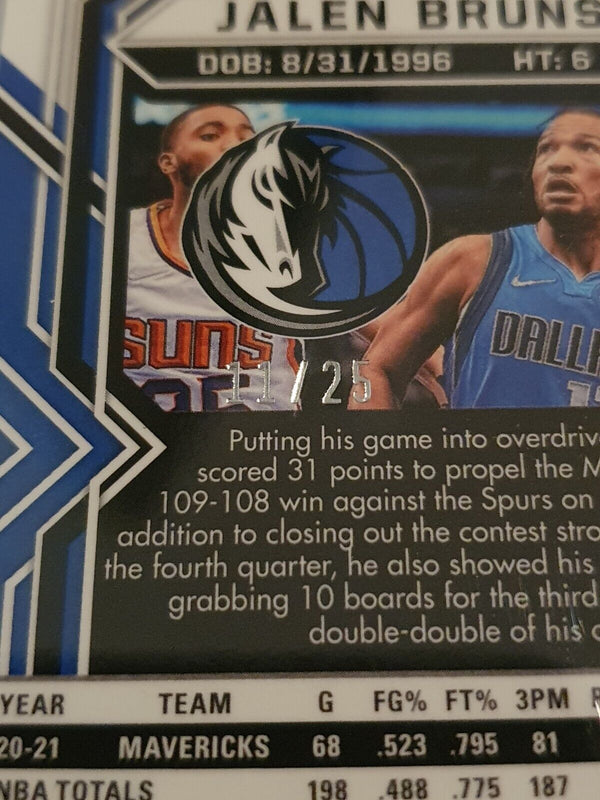 2021 Panini Obsidian Jalen Brunson #88 /25 ELECTRIC ETCH GREEN FLOOD Holo - Rare
