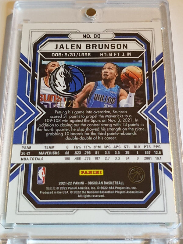 2021 Panini Obsidian Jalen Brunson #88 /25 ELECTRIC ETCH GREEN FLOOD Holo - Rare
